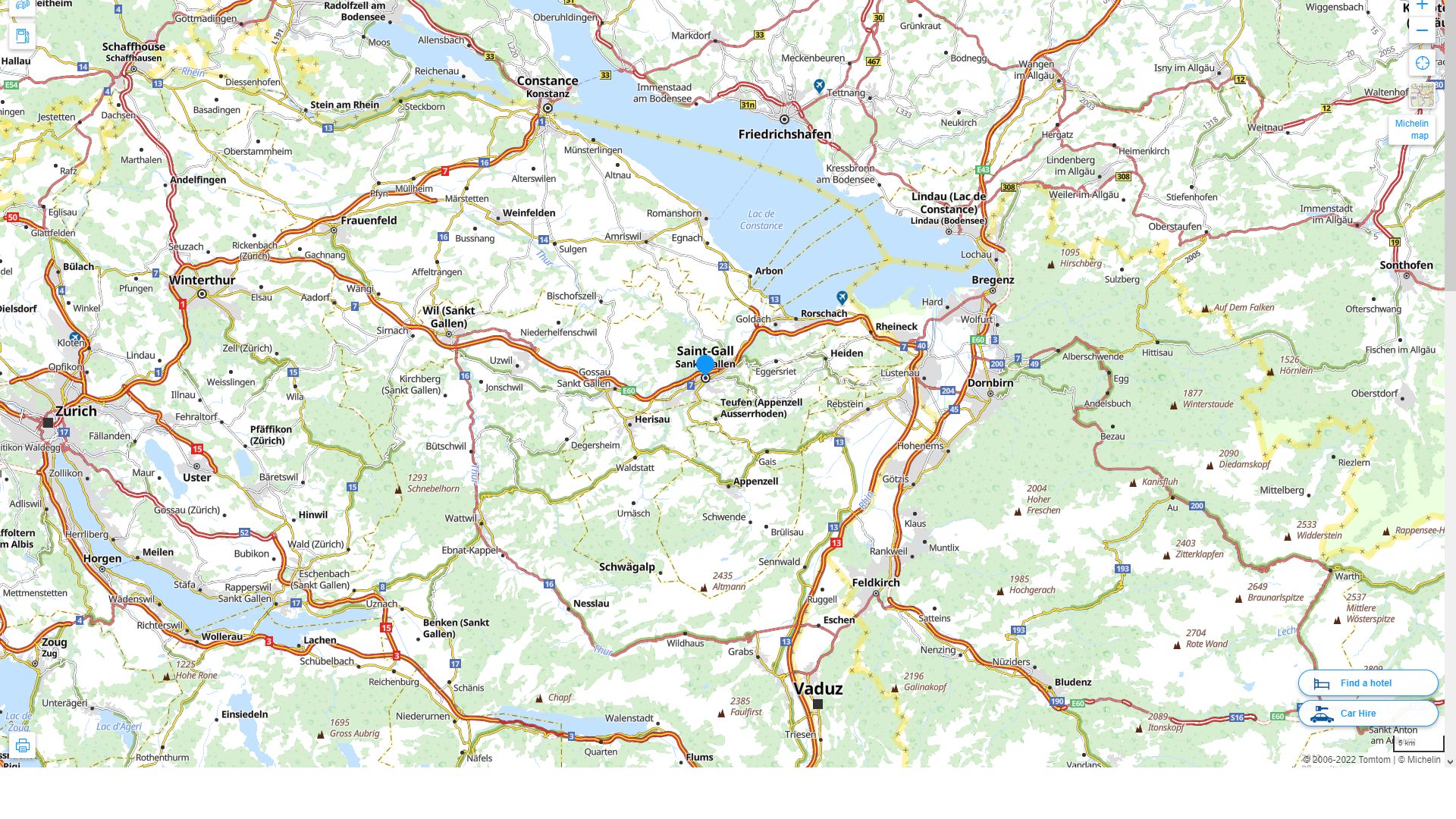 St. Gallen Suisse Autoroute et carte routiere